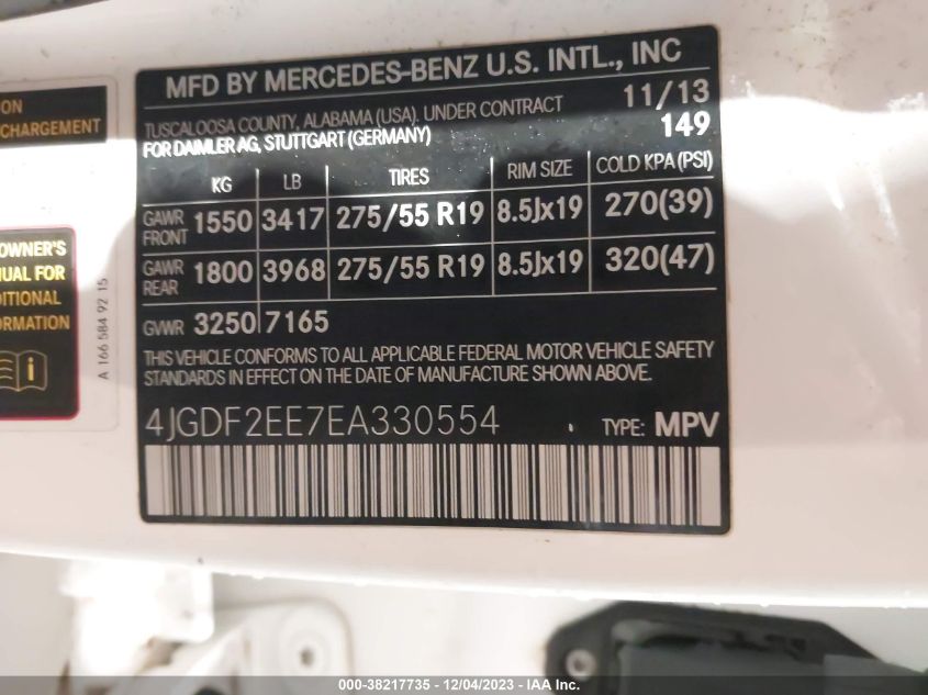 2014 MERCEDES-BENZ GL 350 BLUETEC 4MATIC - 4JGDF2EE7EA330554