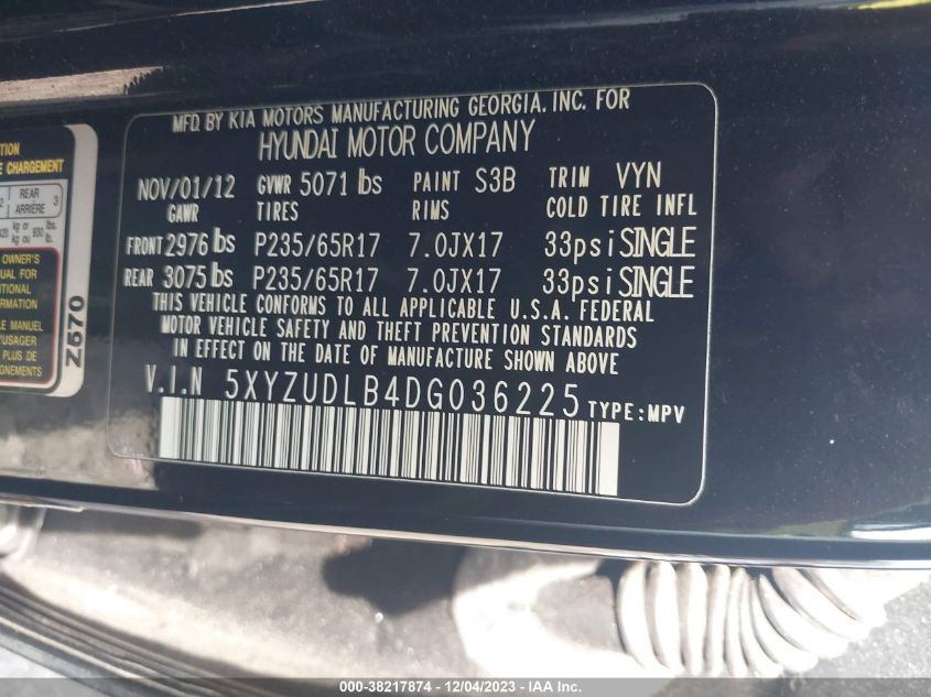 2013 HYUNDAI SANTA FE SPORT - 5XYZUDLB4DG036225