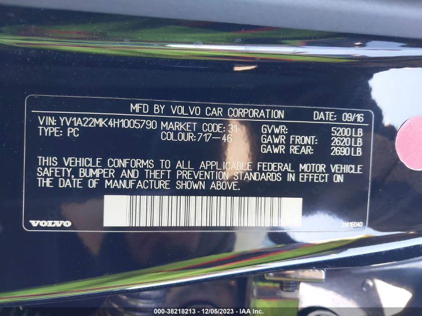 2017 VOLVO S90 T6 MOMENTUM YV1A22MK4H1005790