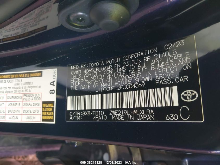 2023 TOYOTA COROLLA LE/SE/XLE - JTDBCMFE2PJ004369