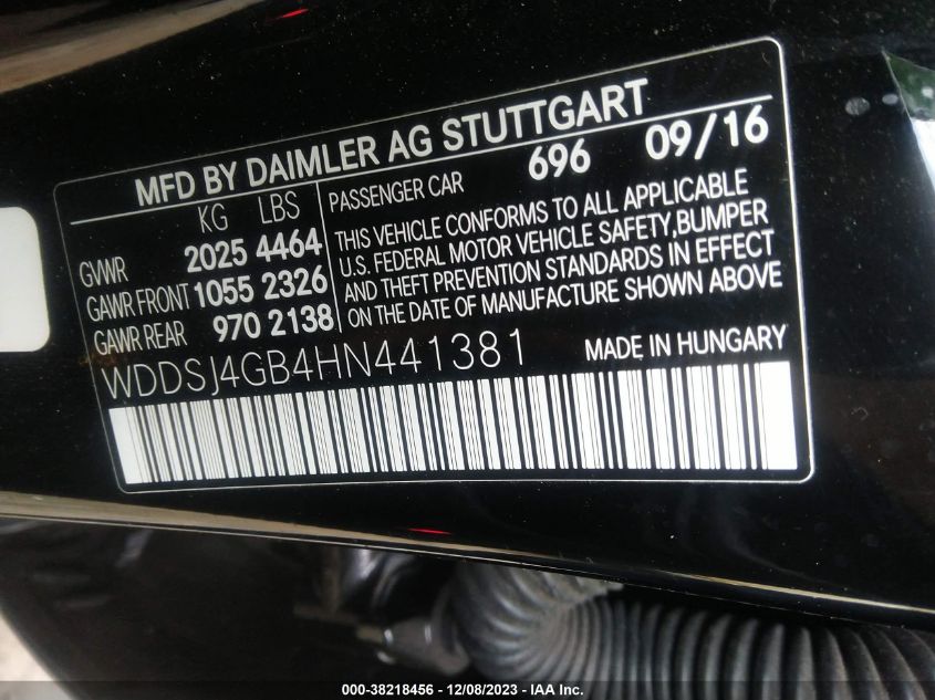 2017 MERCEDES-BENZ CLA 250 4MATIC - WDDSJ4GB4HN441381
