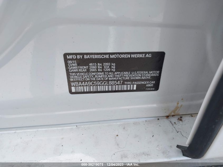 2016 BMW 428I GRAN COUPE - WBA4A9C59GGL88547