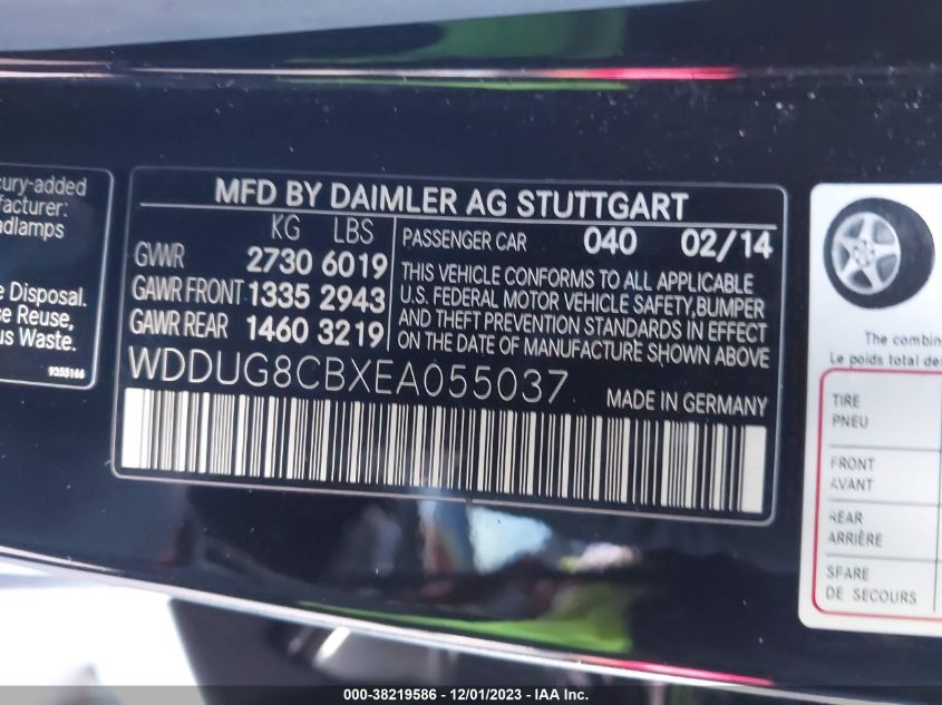 2014 MERCEDES-BENZ S 550 WDDUG8CBXEA055037