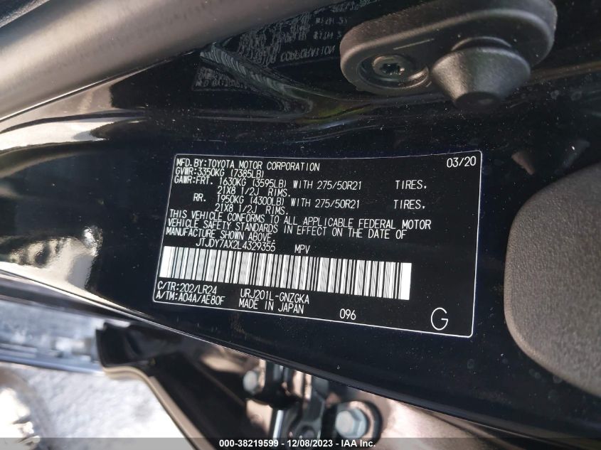 2020 LEXUS LX LX 570 - JTJDY7AX2L4329355