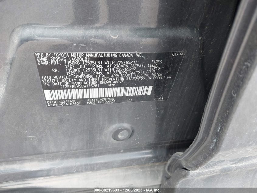 2014 TOYOTA RAV4 XLE - 2T3RFREV5EW175264