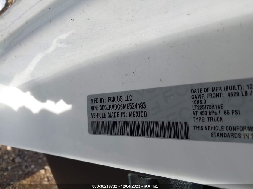2021 RAM PROMASTER 2500 2500 HIGH 3C6LRVDG6ME524183