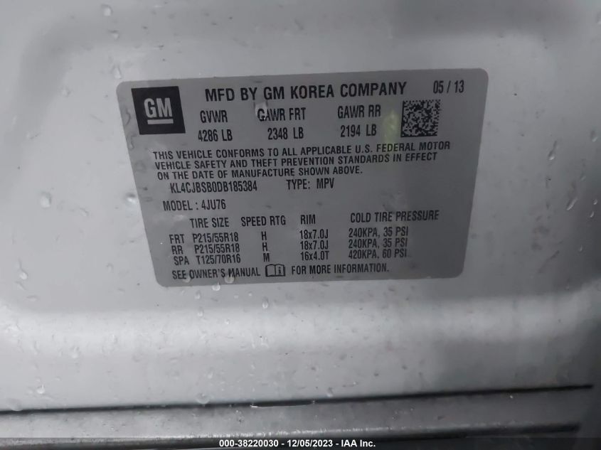 2013 BUICK ENCORE CONVENIENCE - KL4CJBSB0DB185384