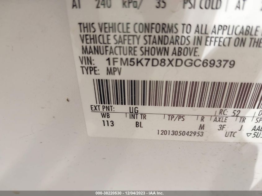 2013 FORD EXPLORER XLT - 1FM5K7D8XDGC69379