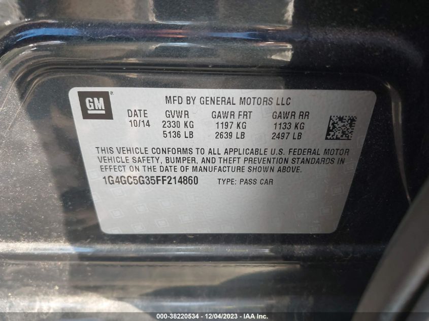 2015 BUICK LACROSSE LEATHER - 1G4GC5G35FF214860