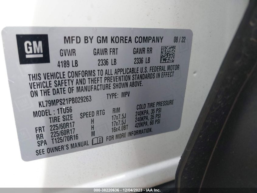 2023 CHEVROLET TRAILBLAZER FWD LT - KL79MPS21PB029263