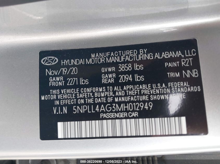 2021 HYUNDAI ELANTRA SE - 5NPLL4AG3MH012949