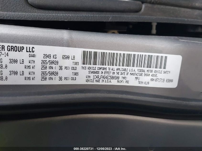 2014 JEEP GRAND CHEROKEE LAREDO - 1C4RJFAG4EC580300