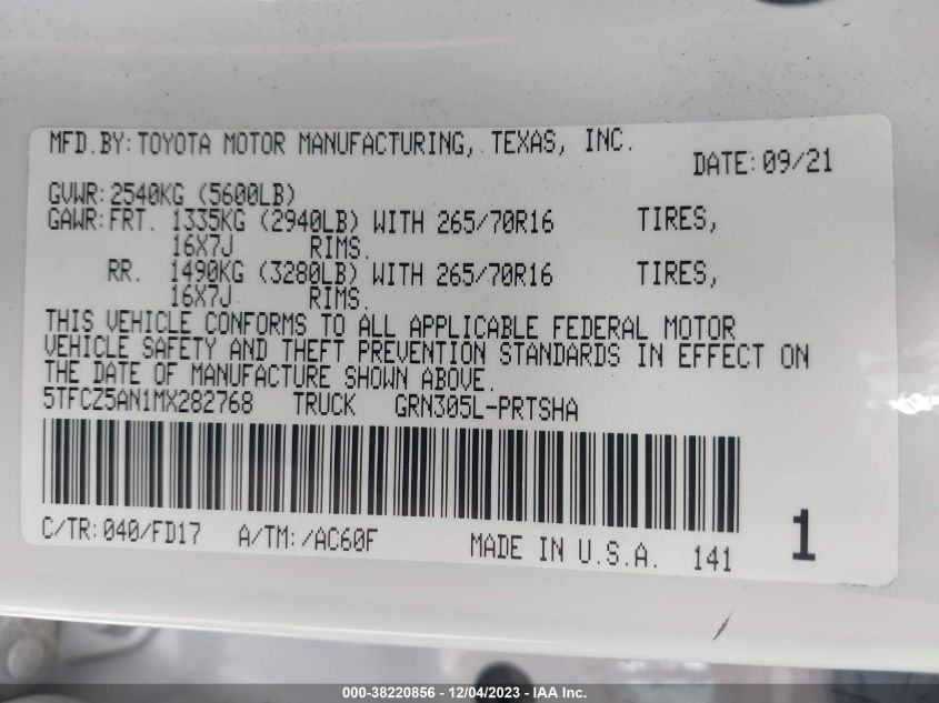2021 TOYOTA TACOMA TRD OFF-ROAD - 5TFCZ5AN1MX282768