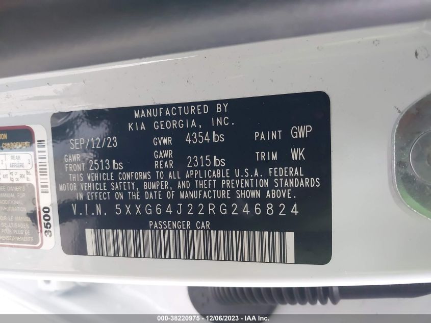 2024 KIA K5 GT LINE - 5XXG64J22RG246824