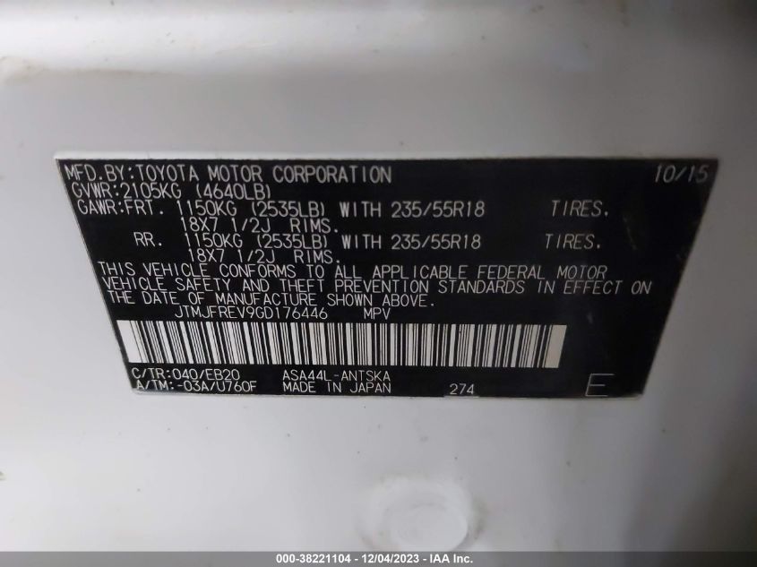 2016 TOYOTA RAV4 SE - JTMJFREV9GD176446