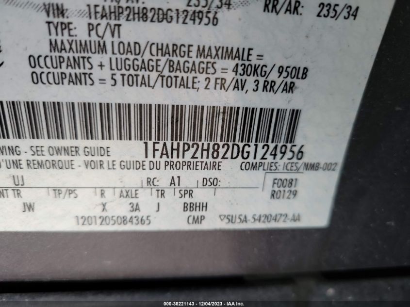 1FAHP2H82DG124956 | 2013 FORD TAURUS