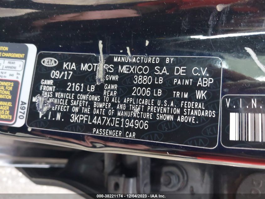 2018 KIA FORTE LX/S - 3KPFL4A7XJE194906