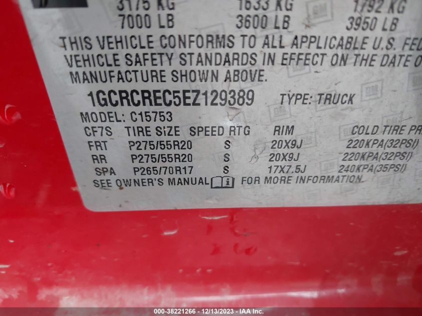 2014 CHEVROLET SILVERADO 1500 1LT - 1GCRCREC5EZ129389