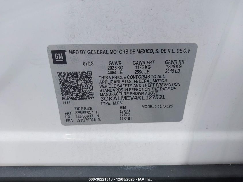 2019 GMC TERRAIN SLE - 3GKALMEV4KL127531