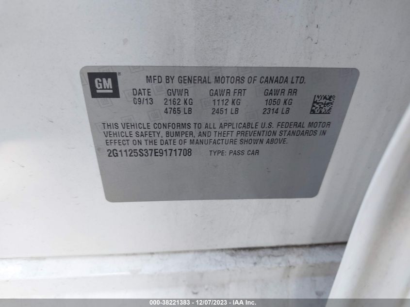 2014 CHEVROLET IMPALA LT - 2G1125S37E9171708