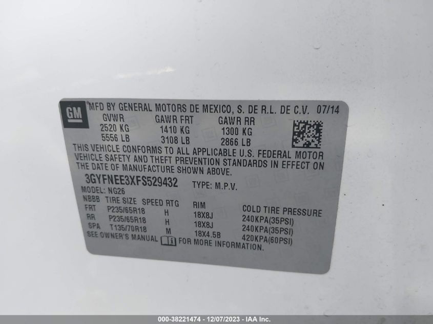 2015 CADILLAC SRX LUXURY COLLECTION - 3GYFNEE3XFS529432