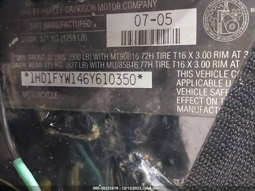 2006 HARLEY-DAVIDSON FLHRSI 1HD1FYW146Y610350