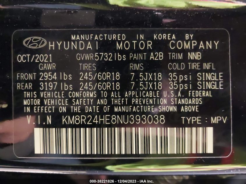 2022 HYUNDAI PALISADE SEL - KM8R24HE8NU393038