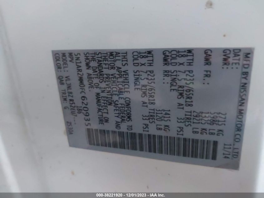 2015 NISSAN PATHFINDER S - 5N1AR2MM0FC620935