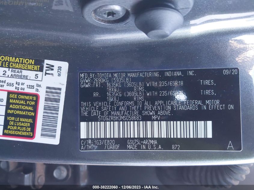 2021 TOYOTA HIGHLANDER XLE - 5TDGZRBH3MS058683