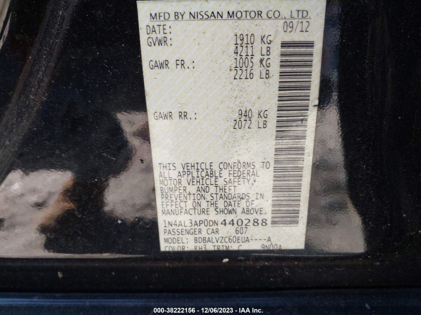 2013 NISSAN ALTIMA 2.5/S/SV/SL - 1N4AL3AP0DN440288