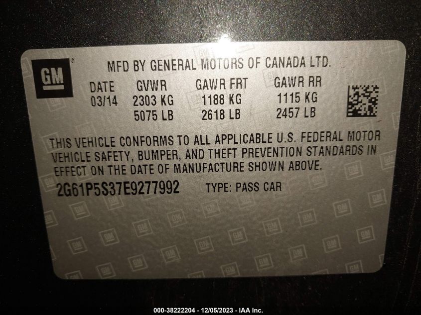 2014 CADILLAC XTS PREMIUM COLLECTION - 2G61P5S37E9277992