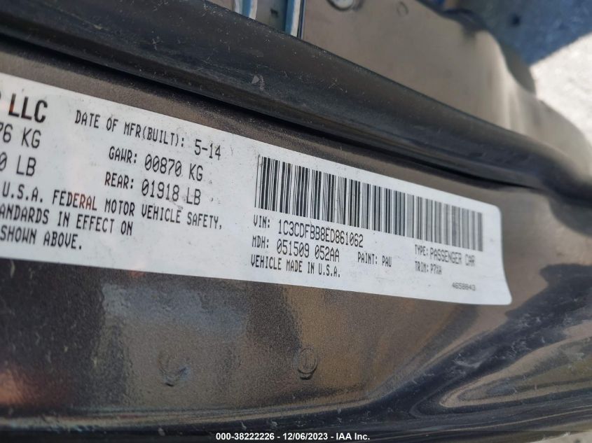 2014 DODGE DART SXT - 1C3CDFBB8ED861062