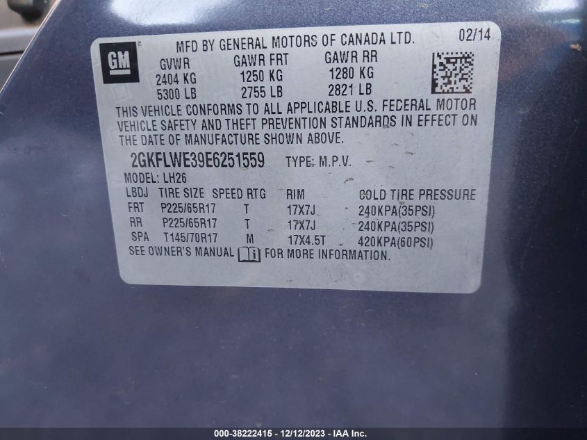 2014 GMC TERRAIN SLE-2 - 2GKFLWE39E6251559