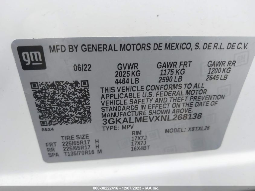 2022 GMC TERRAIN SLE - 3GKALMEVXNL268138