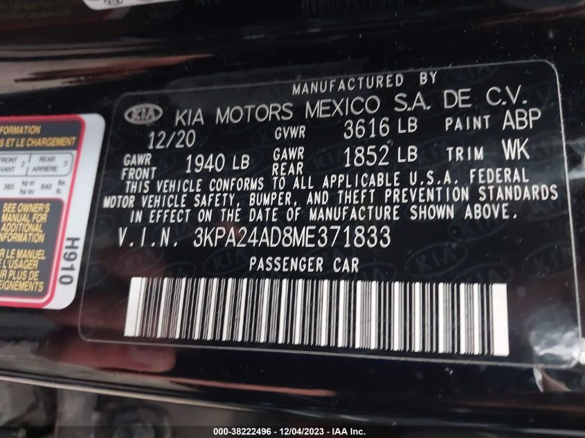2021 KIA RIO LX/S - 3KPA24AD8ME371833