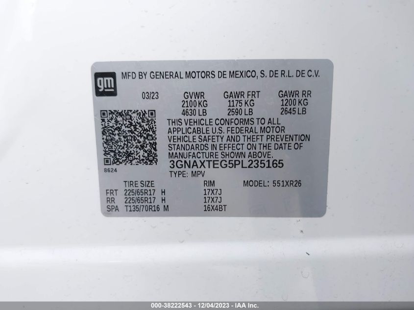 2023 CHEVROLET EQUINOX AWD 2FL - 3GNAXTEG5PL235165