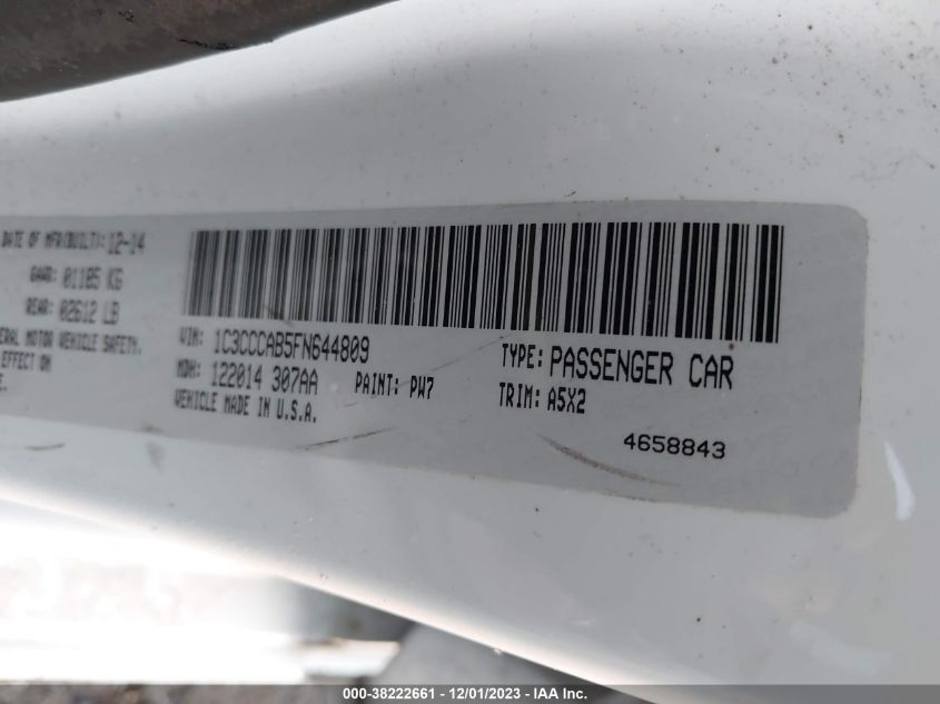2015 CHRYSLER 200 LIMITED - 1C3CCCAB5FN644809