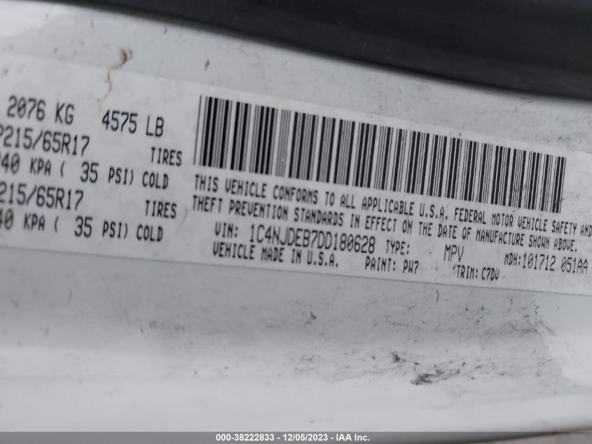 2013 JEEP COMPASS LATITUDE - 1C4NJDEB7DD180628