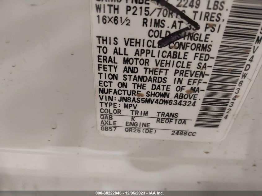 2013 NISSAN ROGUE S - JN8AS5MV4DW634324