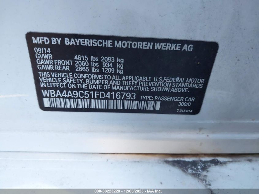 2015 BMW 428 GRAN COUPE WBA4A9C51FD416793