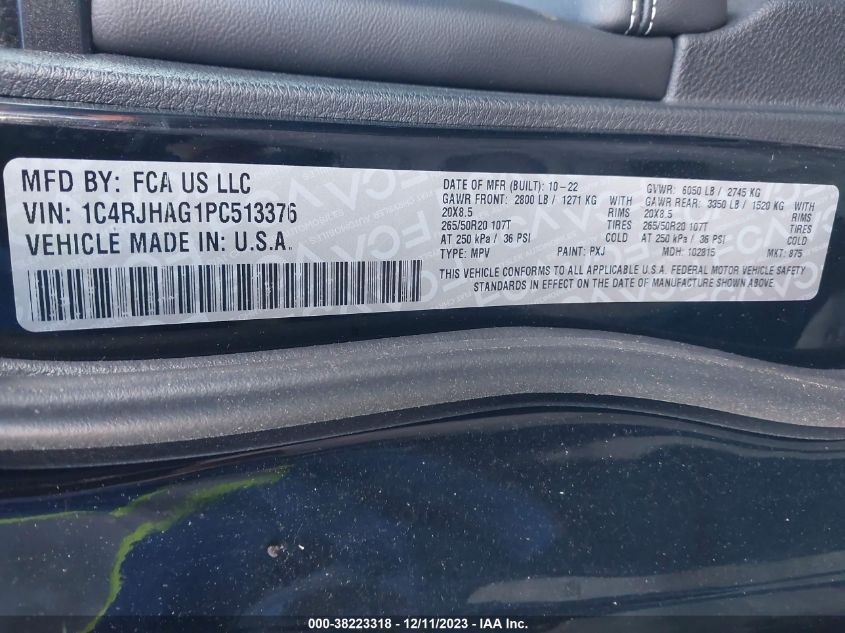 2023 JEEP GRAND CHEROKEE ALTITUDE - 1C4RJHAG1PC513376