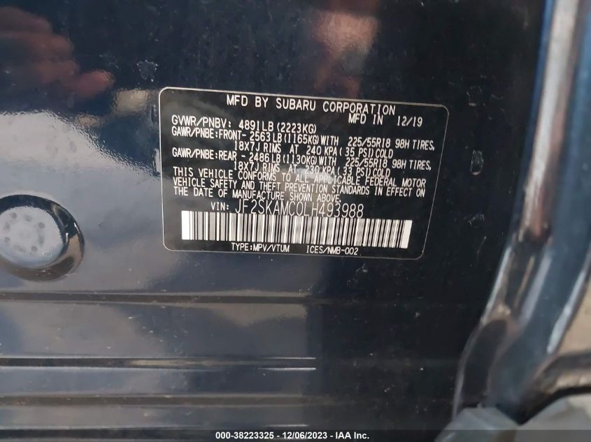 2020 SUBARU FORESTER SPORT - JF2SKAMC0LH493988