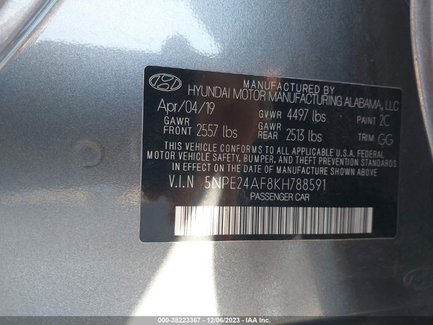 2019 HYUNDAI SONATA SE - 5NPE24AF8KH788591