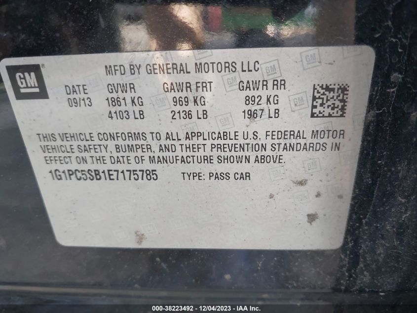 2014 CHEVROLET CRUZE 1LT AUTO - 1G1PC5SB1E7175785