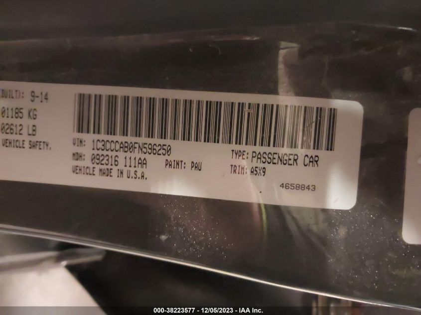 2015 CHRYSLER 200 LIMITED - 1C3CCCAB0FN596250