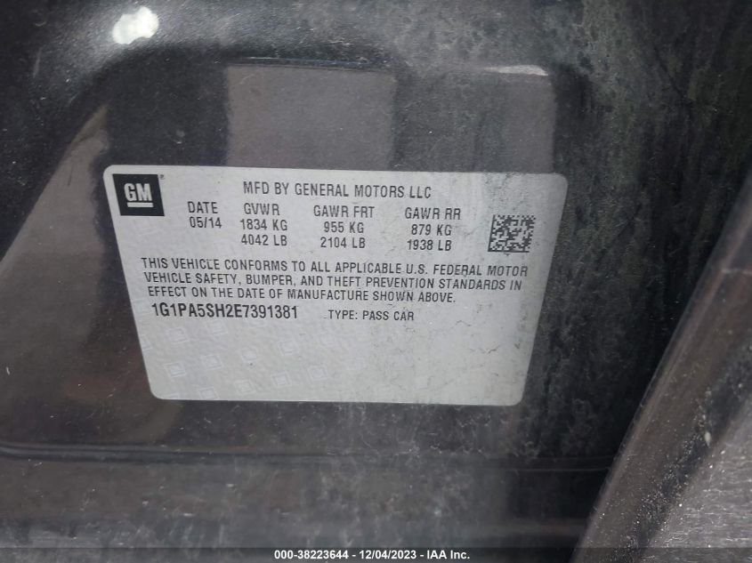 2014 CHEVROLET CRUZE LS AUTO - 1G1PA5SH2E7391381