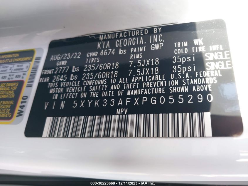 2023 KIA SPORTAGE EX - 5XYK33AFXPG055290