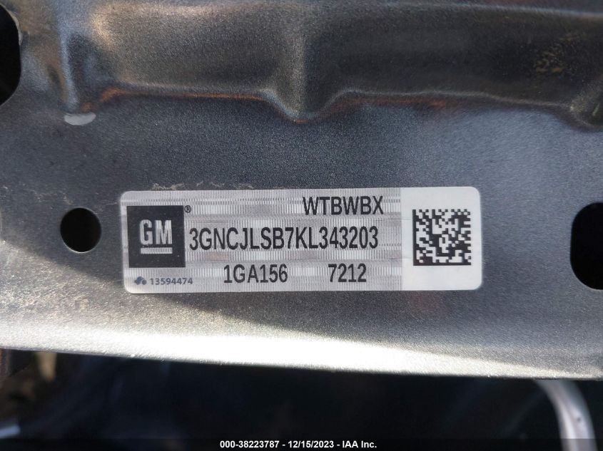 2019 CHEVROLET TRAX 1LT - 3GNCJLSB7KL343203