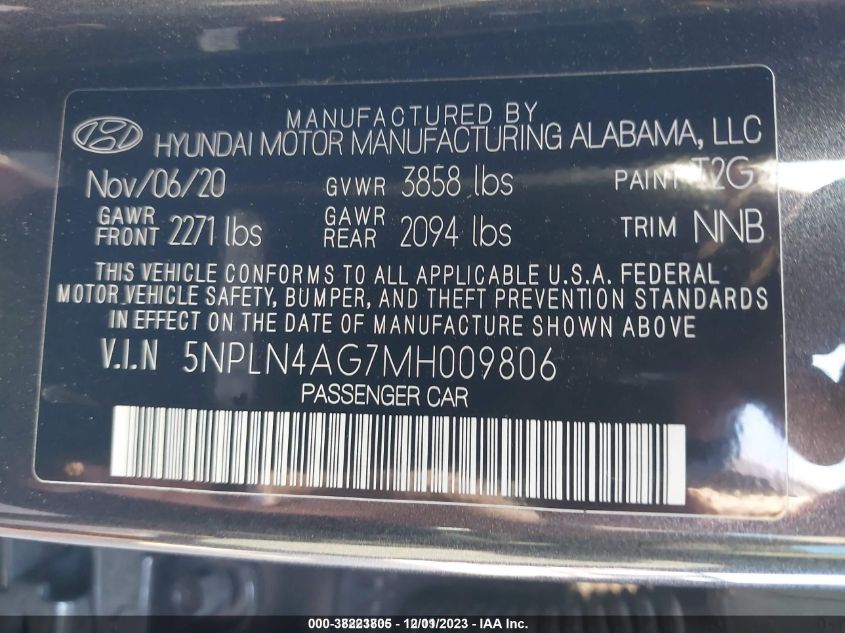 2021 HYUNDAI ELANTRA SEL - 5NPLN4AG7MH009806