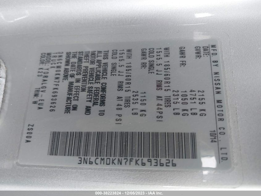 2015 NISSAN NV200 SV - 3N6CM0KN7FK693626